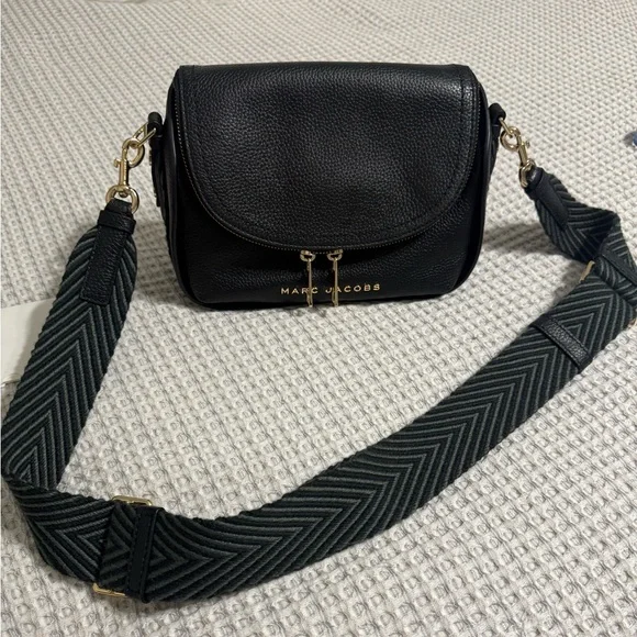 Marc Jacobs Black Crossbody Bag with Gold Accents